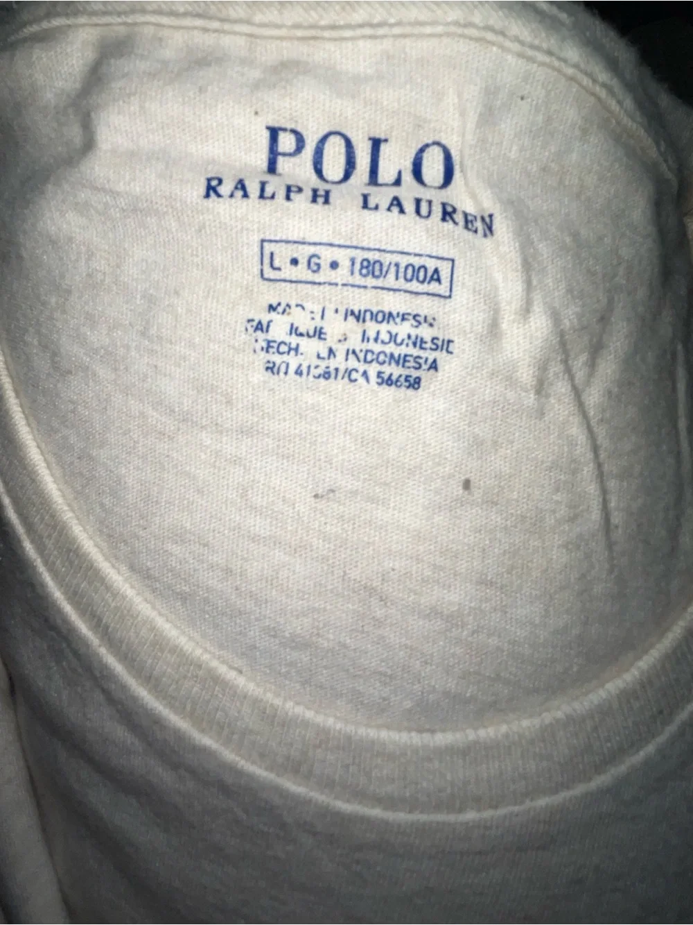 Polo tshirt white/cream size large mens